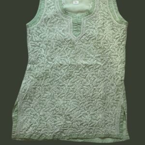 Short Kurti Sleeveless - Chikankari Hand-Embroidered